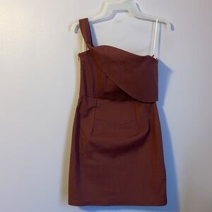 Luvalot One Shoulder Asymmetrical Ruffle Top Mini Bodycon Dress size 6